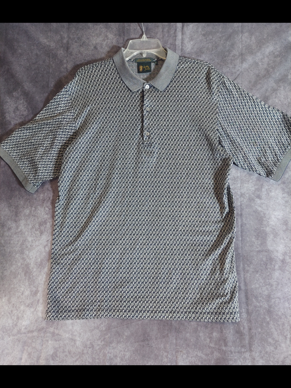 Bobby Jones Men's Blue Geometric Paisley Golf Polo 100% Mercerized Cotton Size L